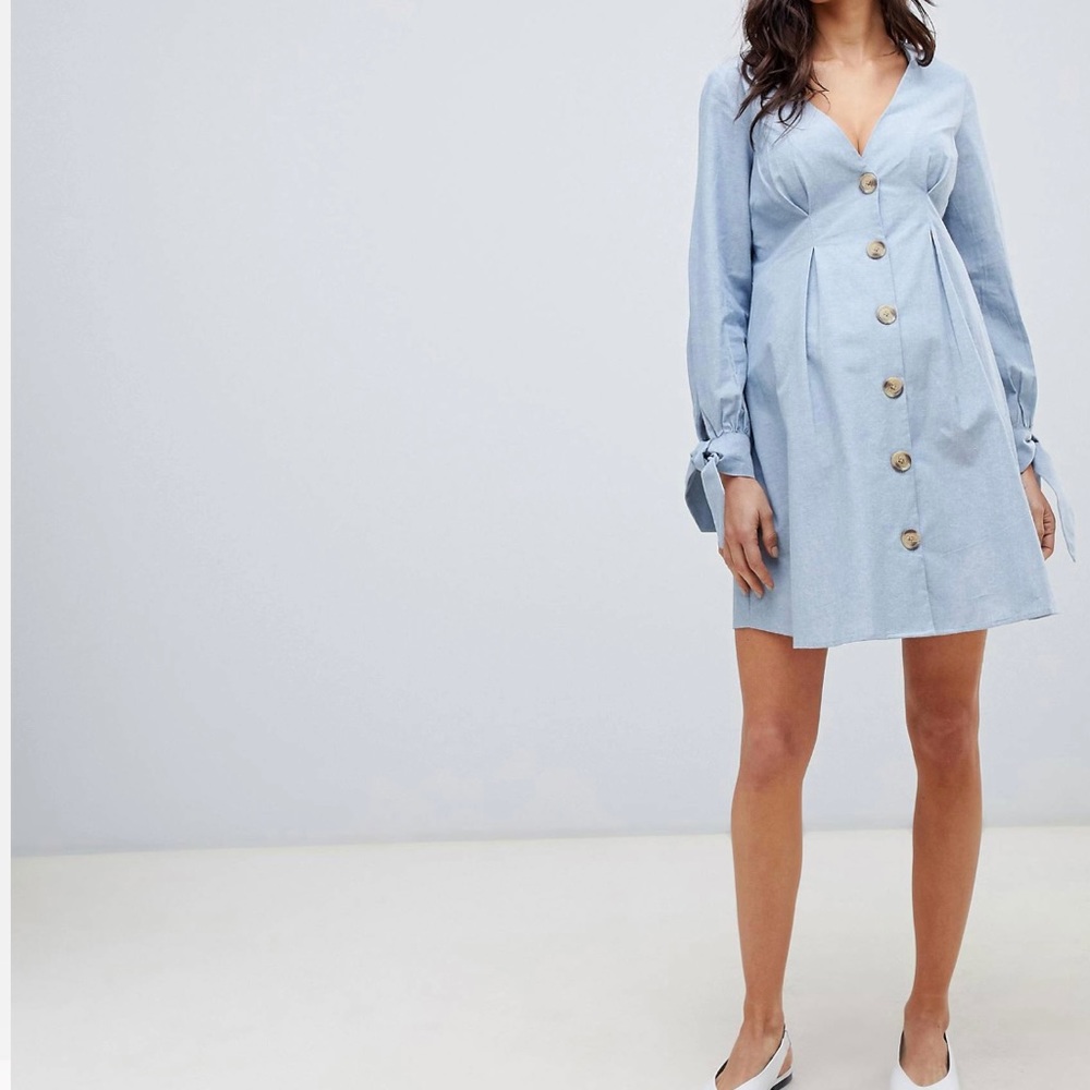 ASOS DESIGN Maternity Chambray Skater Dress